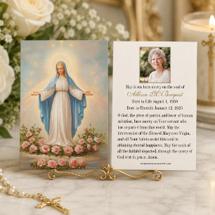 Cartão Memorial Fúnebre Católico da Virgem Maria -