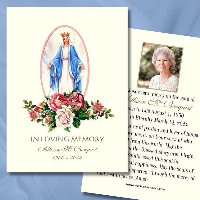 Cartão Memorial Fúnebre Católico da Virgem Maria - (Criador carregado)