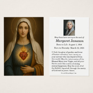 Cartão Memorial Fúnebre Católico Virgem Maria -
