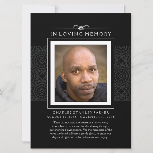 Cartão Memorial - Negro Elegante - Poema da Vida (Frente)