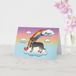 Cartão Memorial Rainbow Do Cão Negro E Tan Rottweiler
