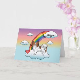 Cartão Memorial Red Sable Papillon Cute Dog Rainbow