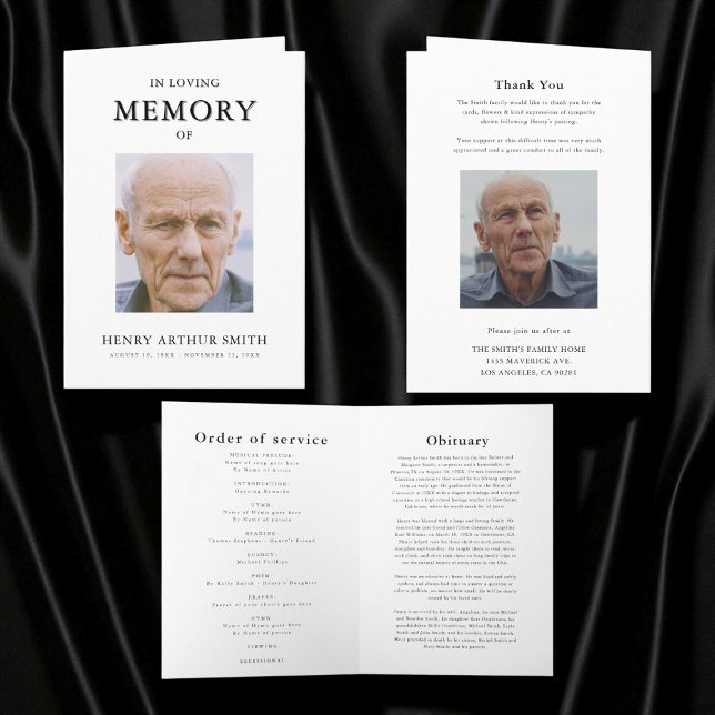 Cartão memorial simples e moderno de serviço (Criador carregado)