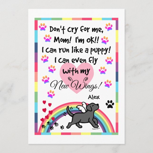 Cartão Memorial Trotting Black Labrador (Frente)