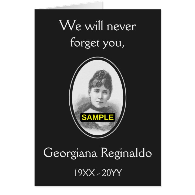 Cartão Memórias conservadoras, cheias de luto, com foto (Frente)