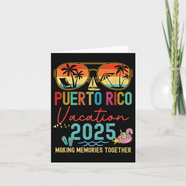 Cartão Memórias de Férias Retro Porto Rico 2025 Matching  (Frente)