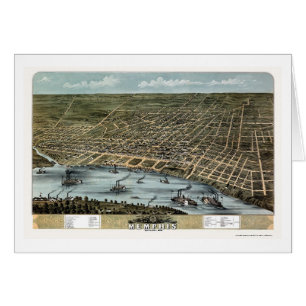 Cartão Memphis, mapa panorâmico do TN - 1870