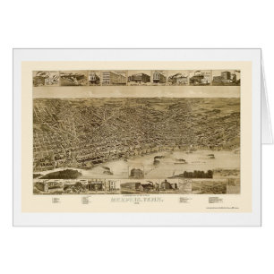 Cartão Memphis, mapa panorâmico do TN - 1887