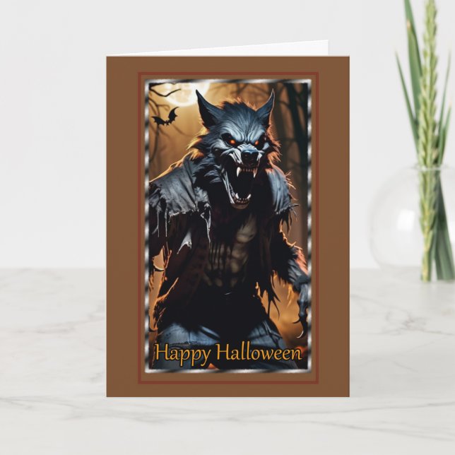 Cartão Menacing Werewolf Halloween Card (Frente)