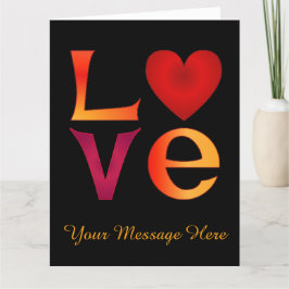 Cartão Menção ao quadrado LOVE personalizado Vermelho e a