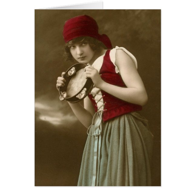 Cartão Menina aciganada do vintage (Frente)
