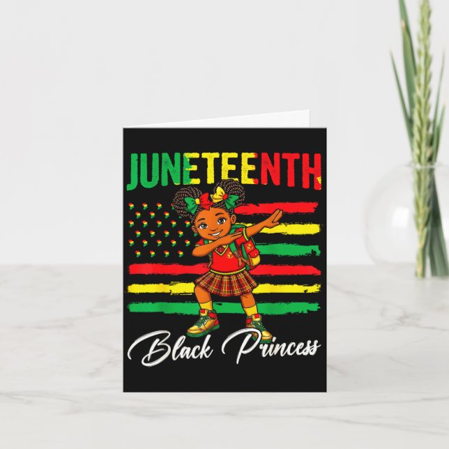 Cartão Menina afro comemorando Juneteenth fazendo dabbing (Frente)