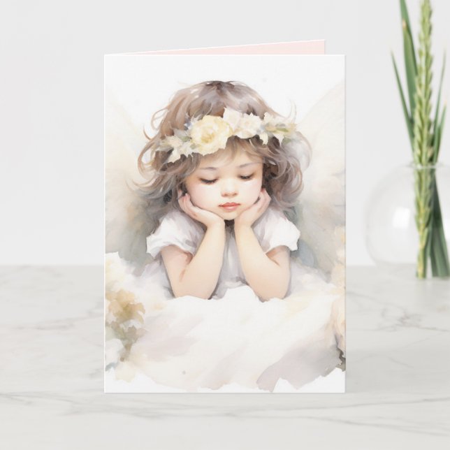 Cartão Menina Anjo Aquarela  (Frente)