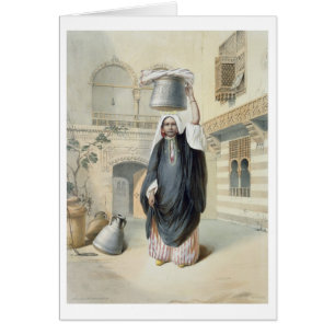Cartão Menina árabe nova que retorna do Hammam no Cairo