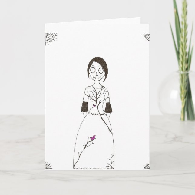 Cartão Menina assustador da aranha (Frente)