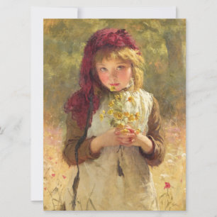 Cartão Menina Bonita Segurando Flores Amarelas De Copo De