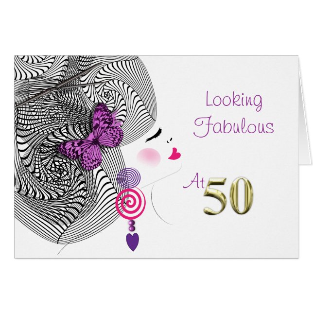 Cartão Menina bonito Que Parece Fabulosa Aos Cinquenta (Frente Horizontal)