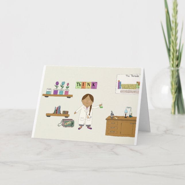Cartão Menina Cientista (Frente)