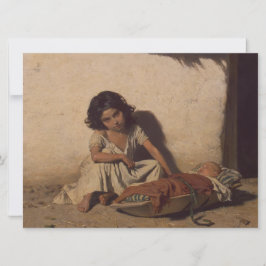Cartão Menina com bebê (Pobre Criança da Rua)