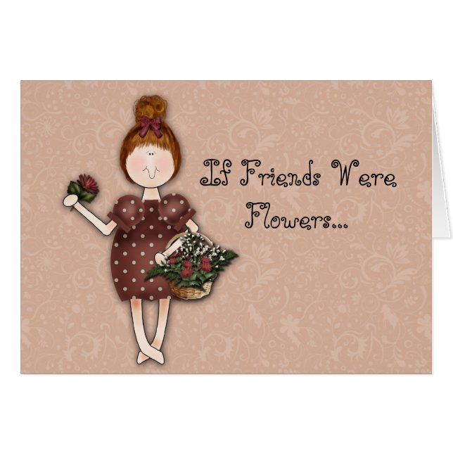 Cartão Menina com flores (Frente Horizontal)