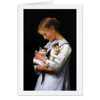 Cartão Menina com gatinhos, Albert Anker