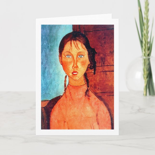 Cartão Menina com Tranças, Modigliani (Frente)