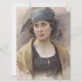 Cartão Menina com véu verde (por Ludwig Passini)