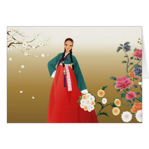 Cartão Menina coreana no verão