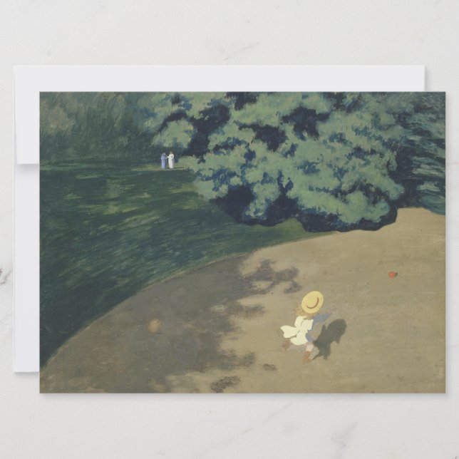 Cartão Menina correndo atrás de uma bola vermelha (infânc (Frente)