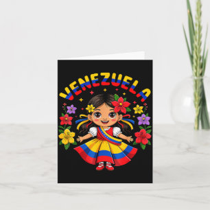 Cartão Menina Cute Venezuela Crianças Vestido Tradicional