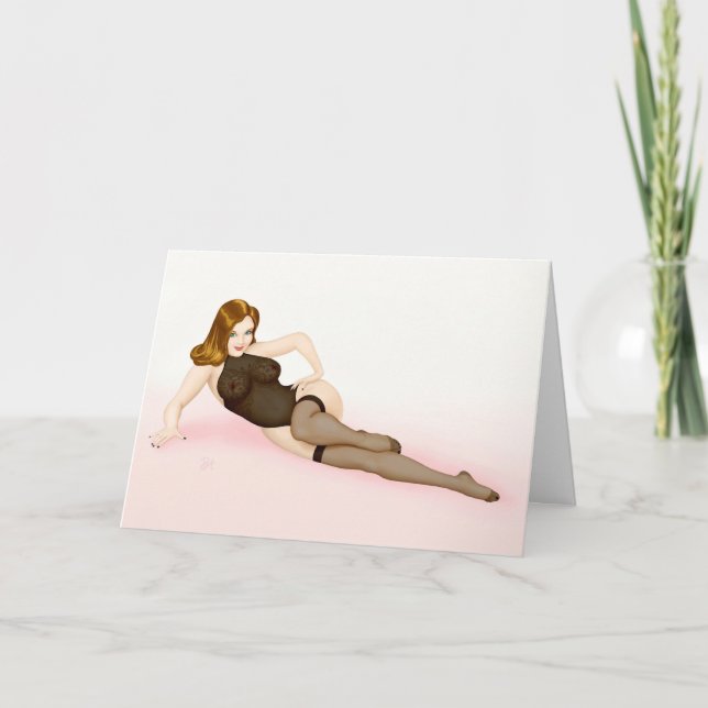 Cartão Menina de alfinetes Vintage - Loura Vargas (Frente)