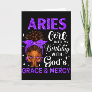 Cartão Menina de Áries Festa de Aniversário Mulheres Negr