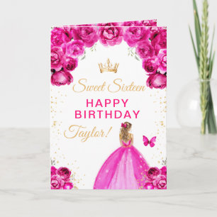 Cartão Menina de Cabelo Loiro Rosado Aniversário de Doze