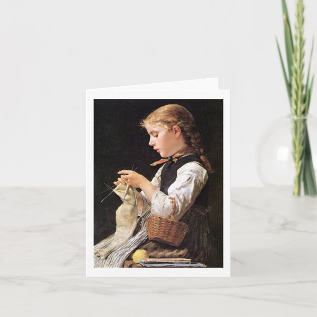 Cartão Menina de confecção de malhas de Strickendes (Frente)