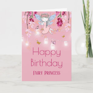 Cartão Menina de jardim de fadas balanço luminária de vid