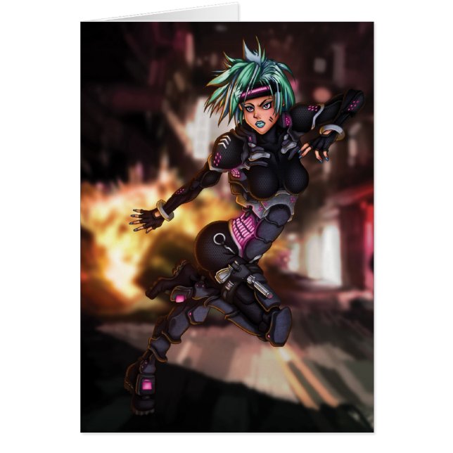 Cartão Menina de Manga da polícia do Cyber (Frente)