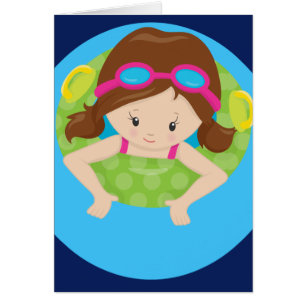 Cartão Menina de Natação Personalizada