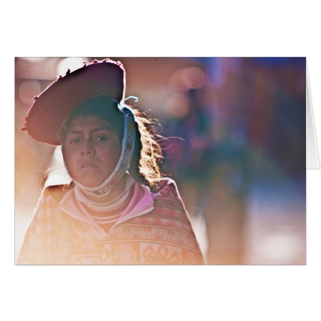 Cartão Menina de Ollantaytambo (Frente horizontal)