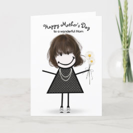 Cartão Menina de Palitinho para o Dia das Mães