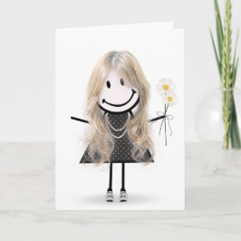 Cartão Menina de palito de aniversário para amiga
