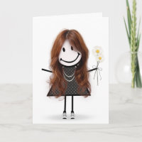 Menina de palito de aniversário para amiga