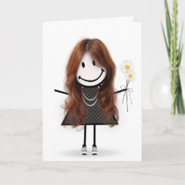 Cartão Menina de palito de aniversário para amiga 