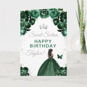 Cartão Menina de Pele Morena Verde Aniversário de Doze An