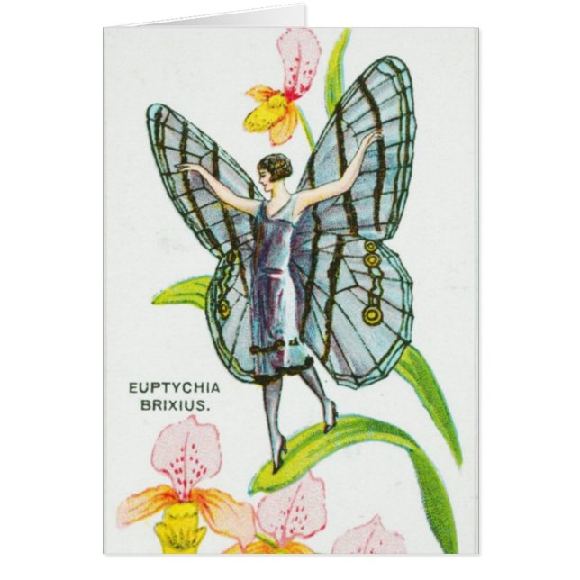 Cartão Menina de prata da borboleta (Frente)