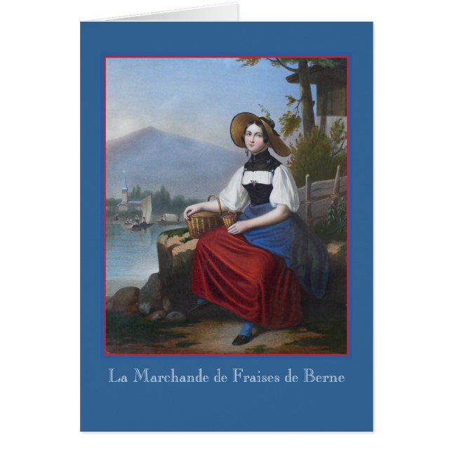 Cartão Menina do camponês de Bernese - trajes suíços (Frente)