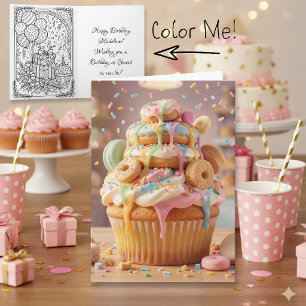 Cartão Menina do Cupcake Caprichoso de Aniversário Person
