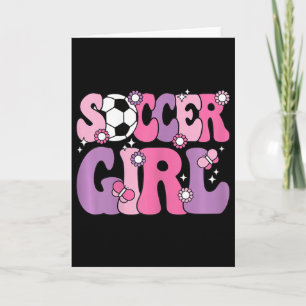 Cartão Menina do Futebol Fofa Groovy Amante do Futebol Mu