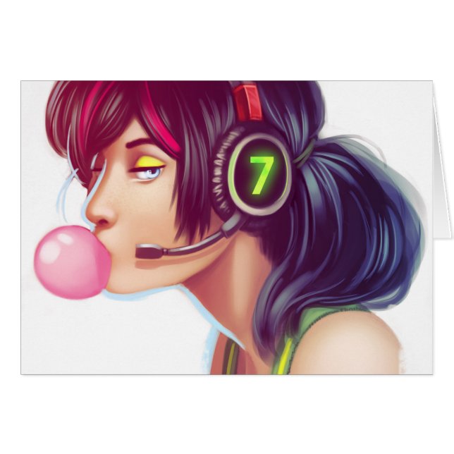 Cartão Menina do Gamer (Frente Horizontal)