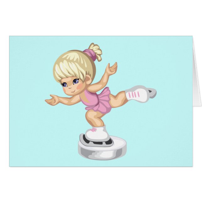 Cartão Menina do patinagem no gelo (Frente Horizontal)