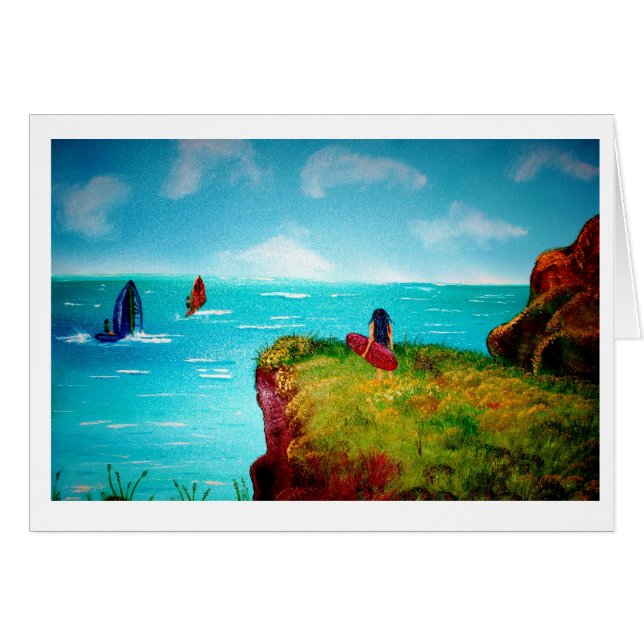 Cartão Menina do surfista (Frente Horizontal)